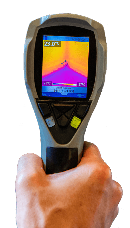 Thermal imaging camera used to locate hidden moisture behind walls